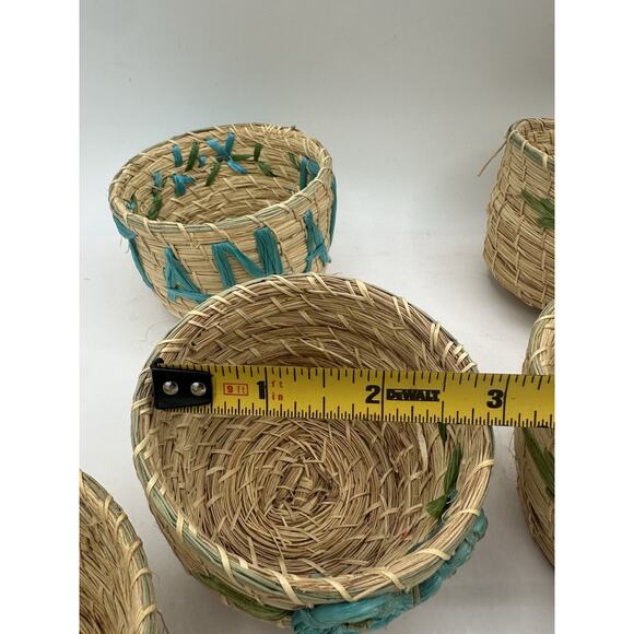 Vintage Hand Made Rattan Woven Basket Cups Set Of 6 - Picture 3 of 4